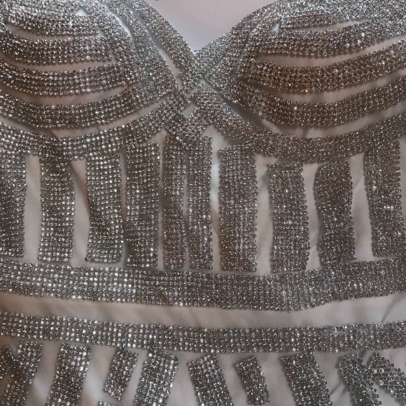 NEW White Crystal Bridal/Engagement Cocktail Dress - Picture 7 of 8